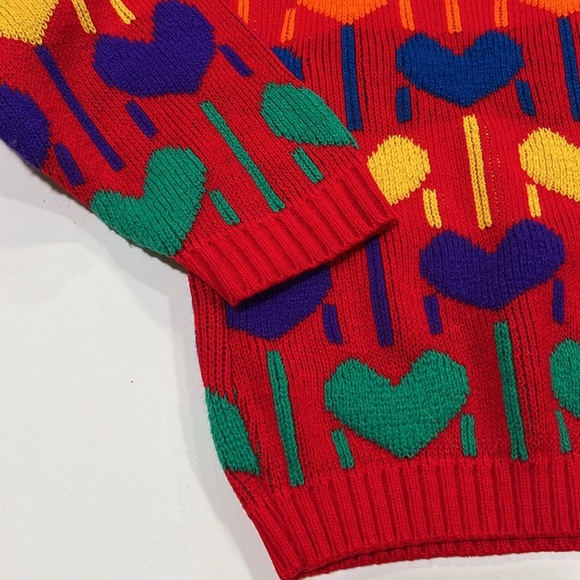 Miniwaves - orlon acrylic heart sweater, rainbow, vintage - Picture 4 of 6